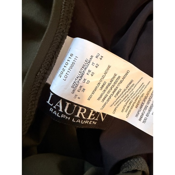 Lauren Ralph Lauren Belted One Piece Swimsuit Womens Olive Green Size 8 NEW - Picture 7 of 7